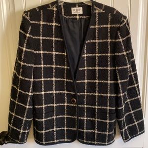 E836-175) EUC Koret black & white jacket classic style Vintage Size 16❤️
